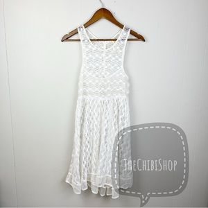 Free People White crochet Lace Dress Midi Sz M Medium